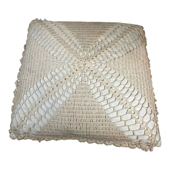 Unbranded Other - Vintage hand crochet crocheted decorative throw pillow cottage core granny shabb